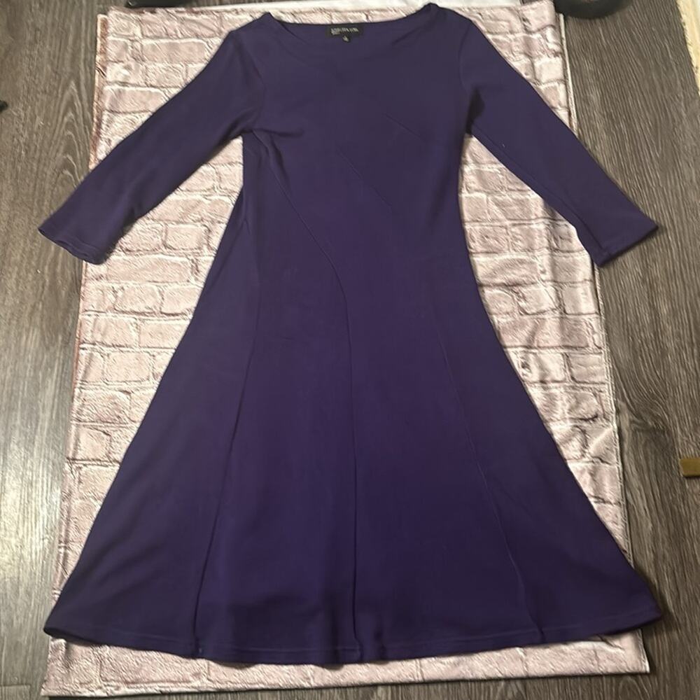 Jones NY Purple Swing Sweater Dress S Rockabilly Classic Corporate Siren Preppy